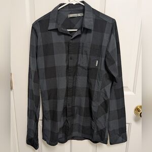 Icebreaker Merino Men's Black And Grey Plaid Button Up Shirt Small